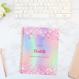 Agenda Nome holográfico da lente rosa 2026