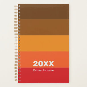 Agenda Nome Listra Laranja Vermelho Marrom Retro 2026