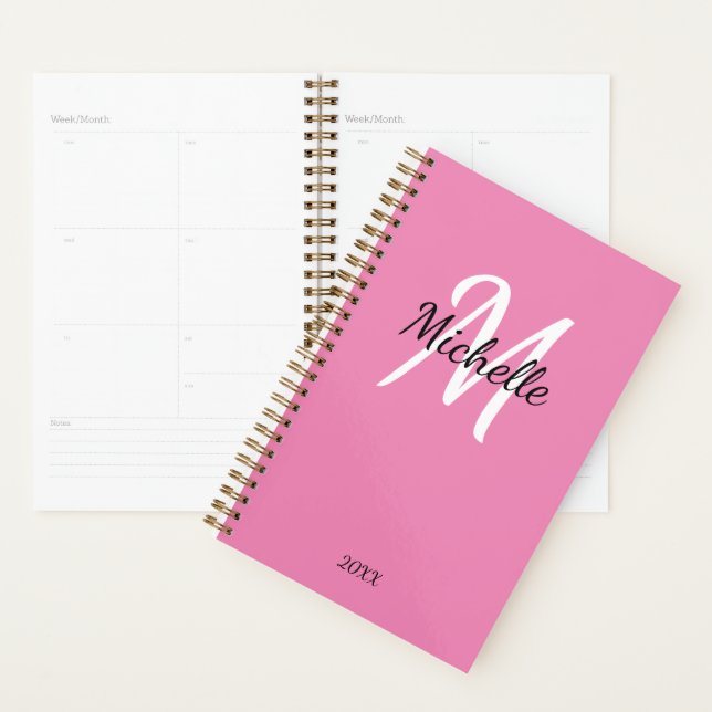 Agenda Nome Macrolítico Cinzento Rosa Mole + Nome Inicial (Exibição)