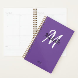 Agenda Nome Mínimo Simples do Monograma Roxo + Inicial
