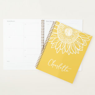 Agenda Nome Moderno Personalizável de Sunflower Bloom