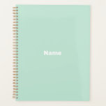 Agenda Nome ou ano personalizado verde da menta marinha m<br><div class="desc">Nome personalizado,  texto,  monograma,  iniciais ou Planejador personalizado de ano da oficina de cunhagem minimalista. Texto branco personalizado sobre fundo de cor sólida verde claro da menta do mar.</div>