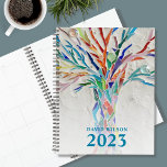 Agenda Nome Personalizado 2023<br><div class="desc">Este Planeador exclusivo é decorado com uma árvore de mosaico de cor brilhante sobre um fundo de cinza pálida. Personalize-o com seu nome e ano. Para editar ainda mais, use a Ferramenta Design para alterar a fonte, o tamanho da fonte ou a cor. Porque nós criamos a nossa trabalho de...</div>