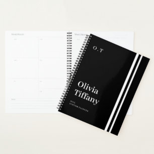 Agenda Nome Personalizado Ano Minimalista Preto e Branco