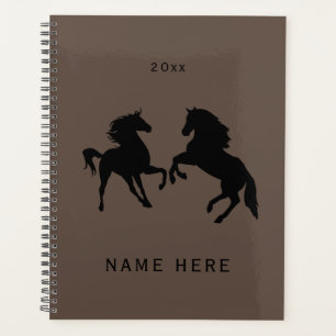 Agenda Nome Personalizado Ano Par de Cavalos do Planejado