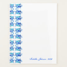 Nome Personalizado Aquarela Floral Azul