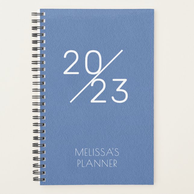 Agenda Nome Personalizado Azul Elegante Moderno 2023 (Frente)
