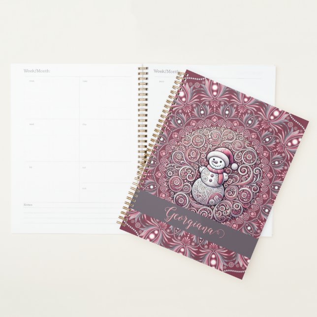Agenda Nome Personalizado Bastante Quente Snowman Mandala (Exibição)