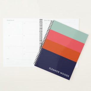 Agenda Nome Personalizado com Stripes Monogramas Azul