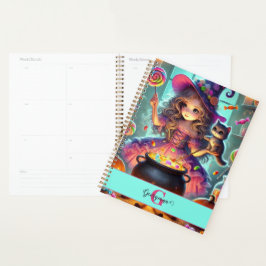 Agenda Nome Personalizado - Cute Whimsical Witch Hallowee
