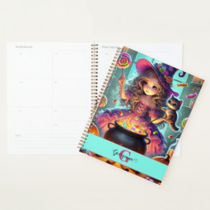 Agenda Nome Personalizado - Cute Whimsical Witch Hallowee