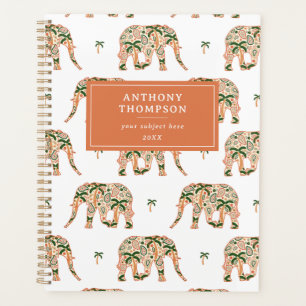 Agenda Nome personalizado de elefantes ornamentados com p