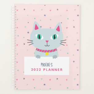 Agenda Nome Personalizado de Gato Gótico Rosa