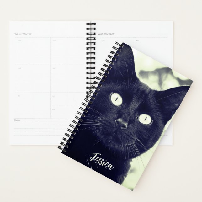 Agenda Nome Personalizado de Gato Negro (Exibição)