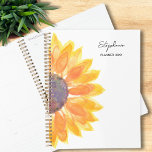 Agenda Nome Personalizado de Girassol 2025<br><div class="desc">Este planificador floral é decorado com um girassol de cor amarela. Facilmente personalizável com seu nome e ano. Original Watercolor © Michele Davies.</div>