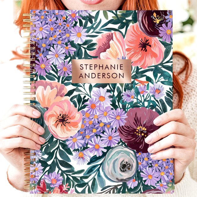 Agenda Nome Personalizado De lavanda E Flor Selvagem (Criador carregado)