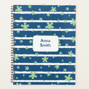 Agenda Nome Personalizado Disies Verdes EscuroPadrão Flor