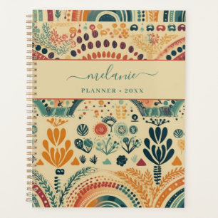 Agenda Nome Personalizado do Arco-Íris Colorido Boho