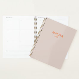 Agenda Nome Personalizado do Beige do Blush Elegante -