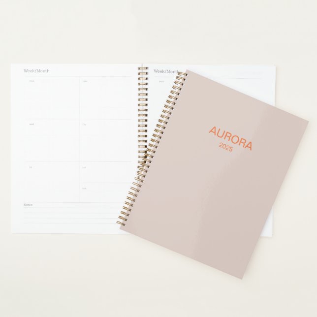 Agenda Nome Personalizado do Beige do Blush Elegante - (Exibição)