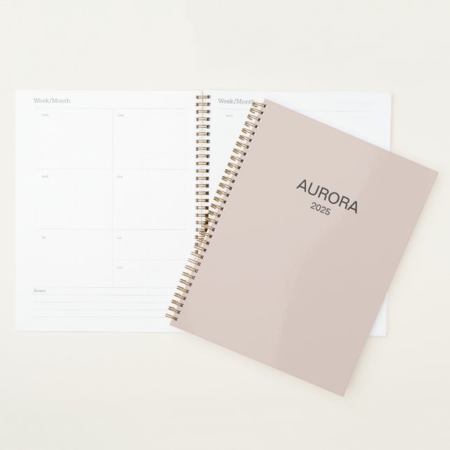 Agenda Nome Personalizado do Beige do Blush Elegante - (Exibição)
