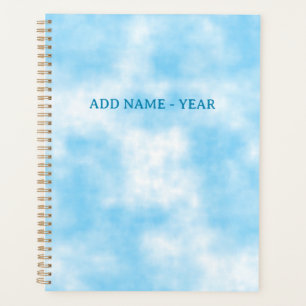 Agenda Nome Personalizado do Céu Azul e Arte na Nuvem Ano