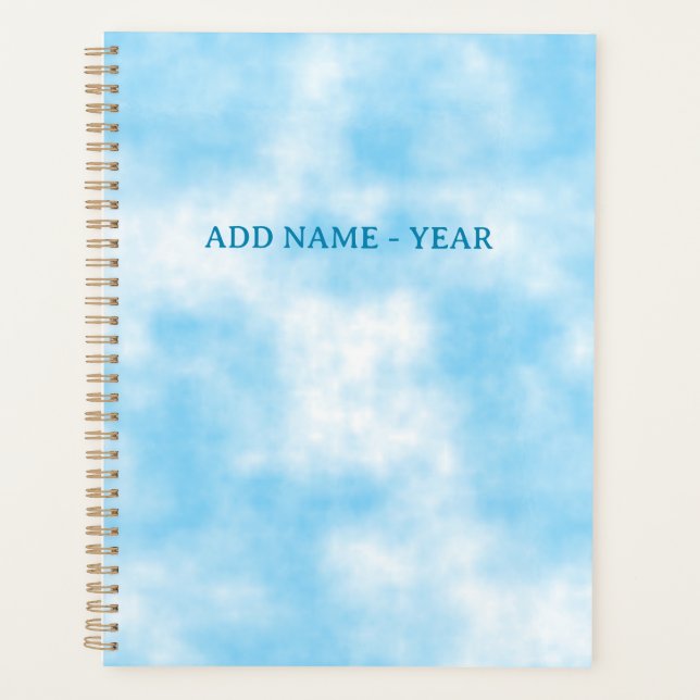 Agenda Nome Personalizado do Céu Azul e Arte na Nuvem Ano (Frente)
