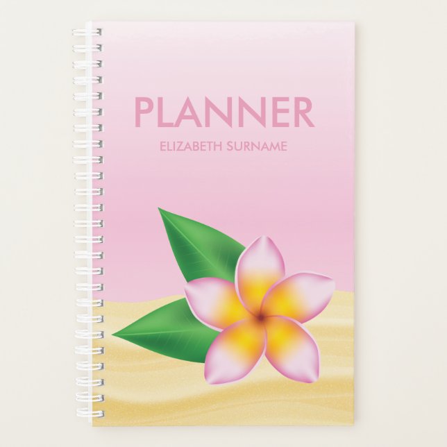 Agenda Nome Personalizado do Flor Tropical Frangipani Ros (Frente)