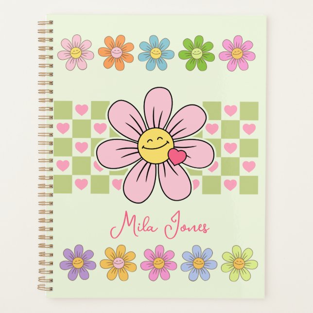 Agenda Nome Personalizado do Sorriso de Flor Feliz e Cujo (Frente)