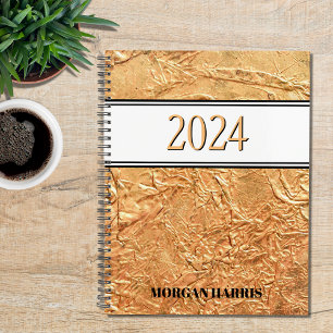 Agenda Nome Personalizado Dourado 2024