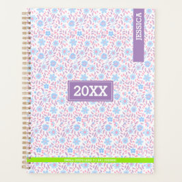 Agenda Nome Personalizado e Monograma Purple Floral