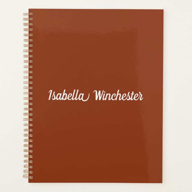 Agenda Nome personalizado Elegante terracotta monograma d (Frente)