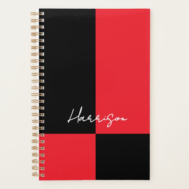 Agenda Nome personalizado em letra cursiva com bloco de c (Frente)