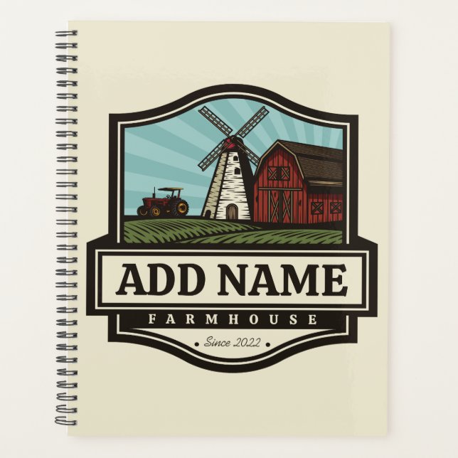 Agenda NOME Personalizado Farmhouse Rustic Farmhouse Old  (Frente)