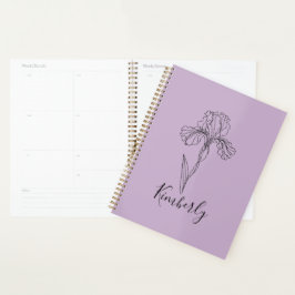 Agenda Nome personalizado Fevereiro íris Birs Birth Flowe