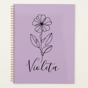 Agenda Nome personalizado Flor de Nascimento violeta de f