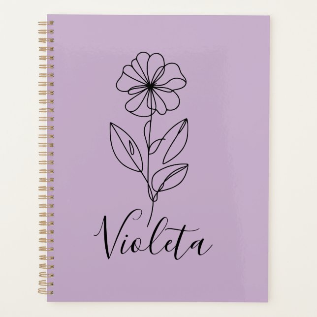 Agenda Nome personalizado Flor de Nascimento violeta de f (Frente)