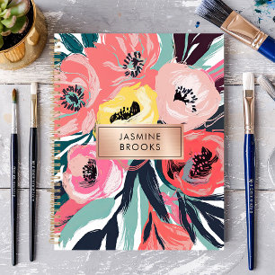 Agenda Nome Personalizado Floral Abstrato Ousado