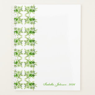 Agenda Nome Personalizado Floral Aquarela Verde
