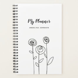 Agenda Nome Personalizado Floral Mínimo