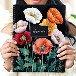 Agenda Nome Personalizado Floral Papoula Elegante