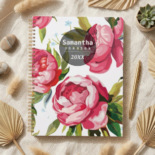 Agenda Nome Personalizado Floral Rosa Bonito Moderno