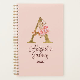 Agenda Nome Personalizado Folha de Ouro Blush Rosas Rosa