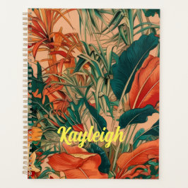 Agenda Nome personalizado folhas tropicais