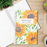 Agenda Nome Personalizado Girassol Amarelo<br><div class="desc">Este Planner floral é decorado com flores de sol amarelo e folhas verdes. Facilmente personalizável com seu nome e ano. Porque nós criamos a nossa trabalho de arte,  você não encontrará esta imagem exata de outros designers. Original Watercolor © Michele Davies.</div>