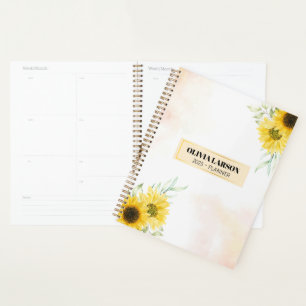 Agenda Nome Personalizado Girassol Amarelo 2023 Planejado