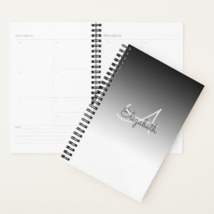 Agenda Nome Personalizado Monograma Inicial Bloco Branco