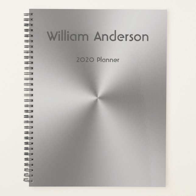 Agenda Nome personalizado no Silver Metal Look 2020 (Frente)
