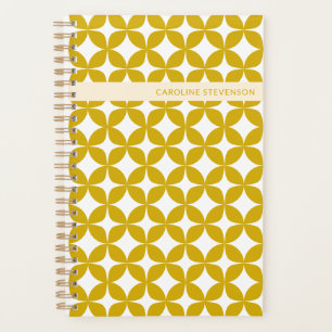 Agenda Nome Personalizado Ouro Geométrico Amarelo