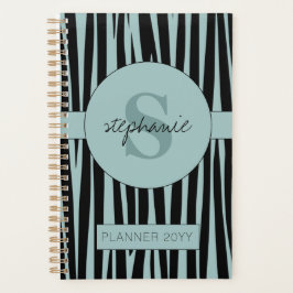 Agenda Nome Personalizado Padrão de stripes Zebra Monogra
